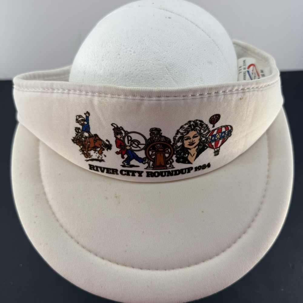 Vintage 1984 Omaha River City Roundup Visor Hat Rodeo Ak-Sar-Ben Nebraska